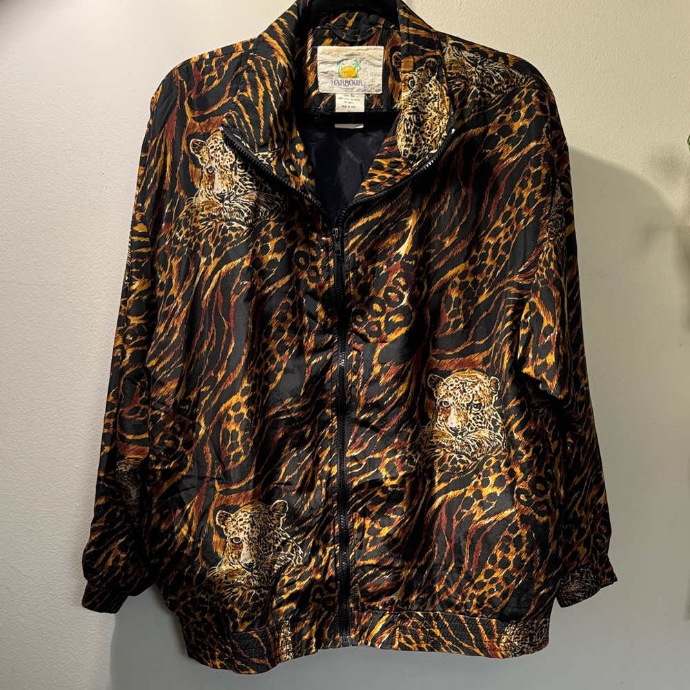 Vintage 100% Silk Animal/ Cat Print Jacket